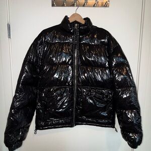 Urban Outfitters Shiny Black Puffer Jacket